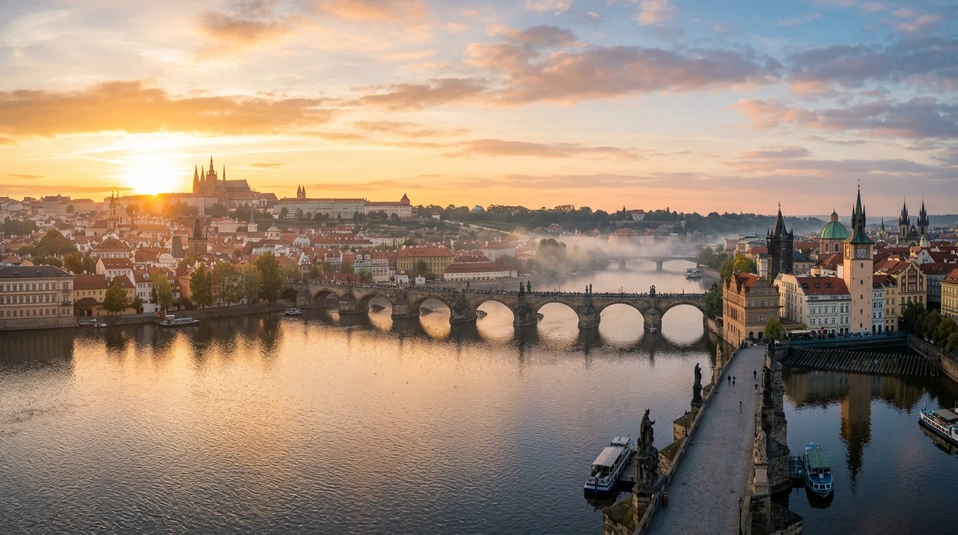 Nejkrásnější české citáty: Moudrost slavných českých osobností 1 Historický Karlův most a Pražský hrad nad řekou Vltavou při východu slunce